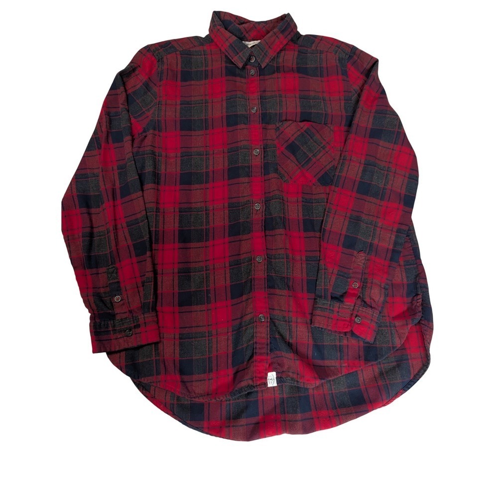 American Eagle Outfitters Plaid Boyfriend Fit Flannel Shirt Red Navy Women‎